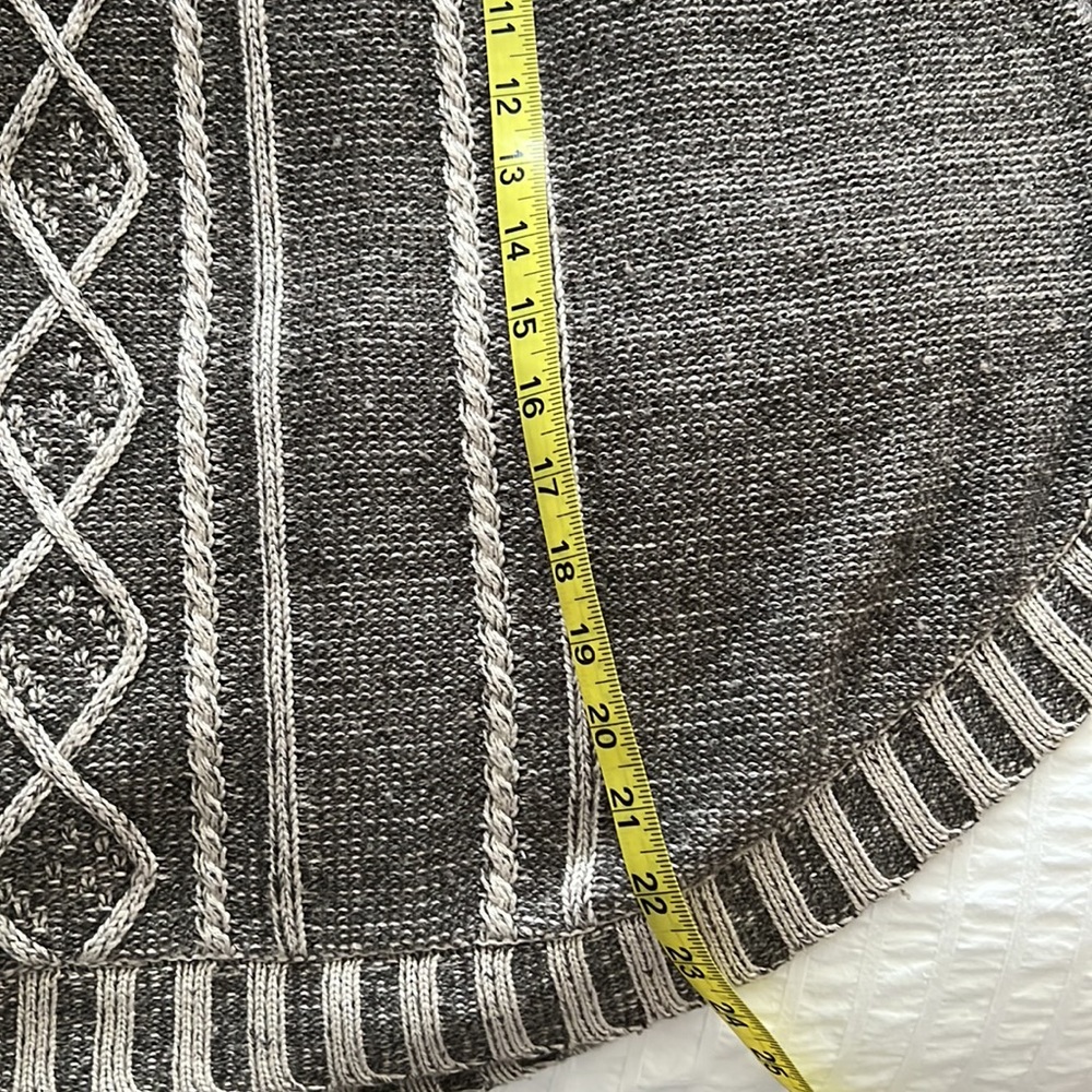 Anthropologie Gray Cable Knit Poncho with Cream Stripes - Picture 9 of 10